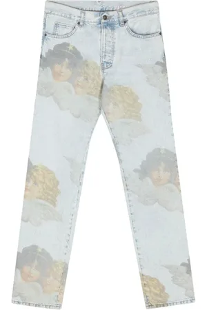 Fiorucci Femme, Jeans, Bleu, Taille: W25 Jean en Denim Imprimé Graphique
