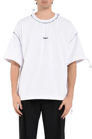 BONSAI Homme, Tops, Blanc, Taille: XL T-shirt oversize en coton avec logo imprimé