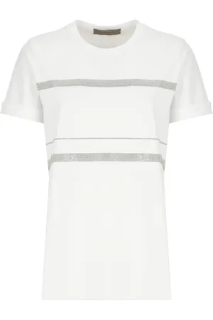 D.EXTERIOR Femme, Tops, Blanc, Taille: 40 FR T-shirt Blanc en Coton avec Détails Lumineux