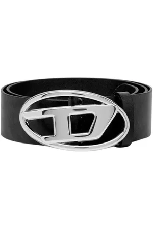 Diesel Homme, Accessoires, Noir, Taille: 75 CM Ceinture en Cuir avec Logo Ovale