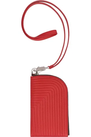 Rick Owens Homme, Accessoires, Rouge, Taille: ONE Size Portefeuille en cuir élégant avec sangle