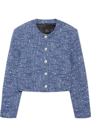 ANINE BING Femme, Vestes, Bleu, Taille: 36 FR Bleu Boutonné Col Rond Vêtements d