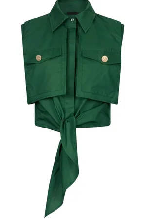 Liu Jo Femme, Blouses et Chemises, Vert, Taille: 34 FR Chemise Courte Tropicale avec