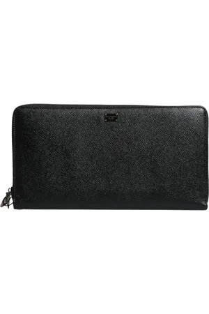 Dolce & Gabbana Femme, Accessoires, Noir, Taille: ONE Size Portefeuille en Cuir Noir avec Logo et Fermeture Éclair