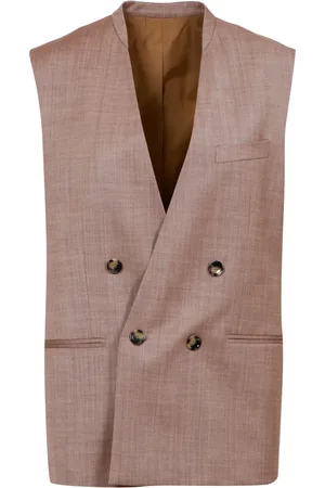 Serafini Femme, Vestes, Brun, Taille: 38 FR Veste Marron en Laine Mélangée à Double Boutonnage