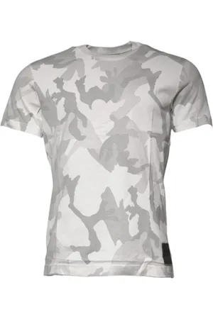 Dolce & Gabbana Homme, Tops, Multicolore, Taille: S T-shirt en Coton Camouflage Col Rond