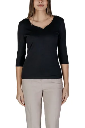 Street one Femme, Tops, Noir, Taille: 38 FR T-shirt Femme en Coton Noir Printemps/Été
