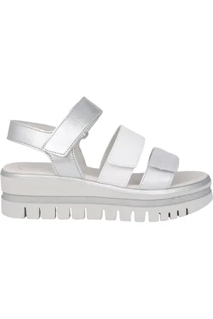 Gabor Femme, Chaussures, Gris, Taille: 35 1/2 EU Sandale Femme Argent - Triple Velcro