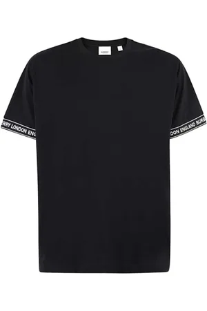 Burberry Homme, Tops, Noir, Taille: S T-Shirt Unisexe Noir avec Bandes sur les Manches