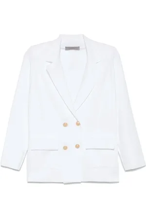 D.EXTERIOR Femme, Vestes, Blanc, Taille: 38 FR Blazer Blanc à Double Boutonnage avec Poches
