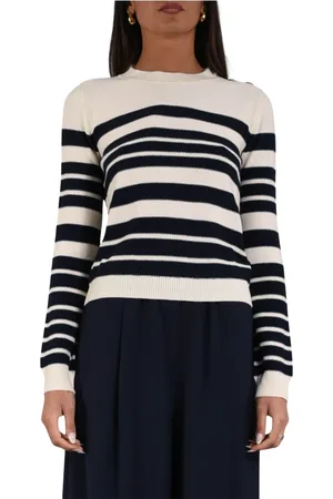 Patrizia Pepe Femme, Pulls, Multicolore, Taille: 36 FR Pull à Rayures avec Col Rond