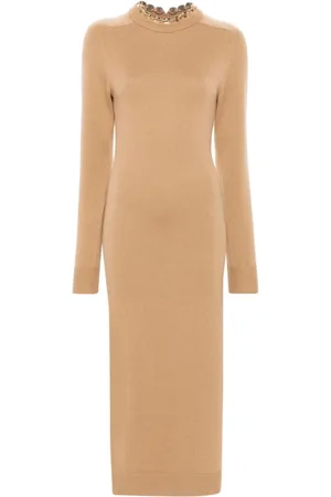 Paco rabanne Femme, Robes, Brun, Taille: 40 FR Élégante Robe en Laine et Cachemire