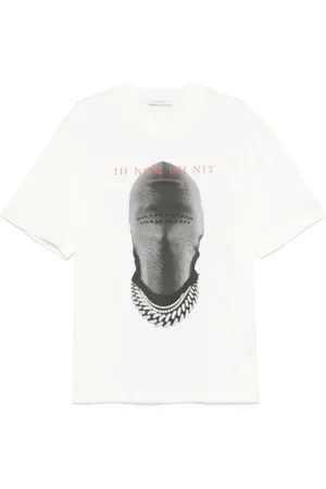 Ih Nom Uh Nit Homme, Tops, Blanc, Taille: M T-shirt Blanc Floral Mask Col Ras du Cou