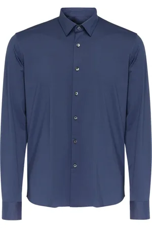 RRD Homme, Chemises, Bleu, Taille: XL Chemise Ouverte en Jacquard Style Oxford