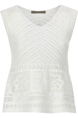 D.EXTERIOR Femme, Tops, Blanc, Taille: 38 FR Haut sans manches en coton blanc à col en V