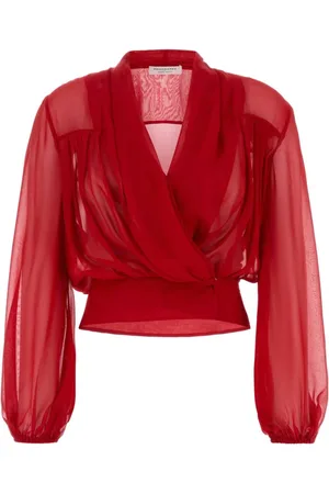 Serafini Femme, Blouses et Chemises, Rouge, Taille: 42 FR Hauts Blouse en Georgette Rouge