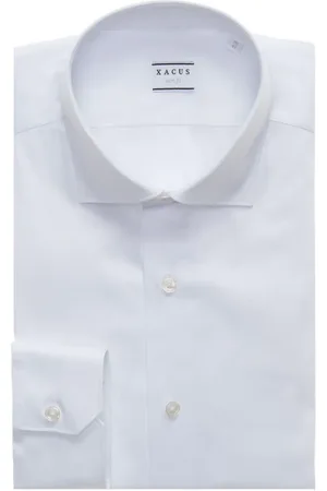 Xacus Homme, Chemises, Blanc, Taille: L Chemise Slim Fit en Coton Stretch Col Français