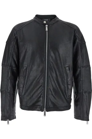 Dsquared2 Homme, Vestes, Noir, Taille: L Manteau Noir Biker Fit à Fermeture Éclair