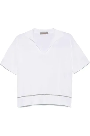 D.EXTERIOR Homme, Tops, Blanc, Taille: M Haut blanc avec détails Monili et col italien