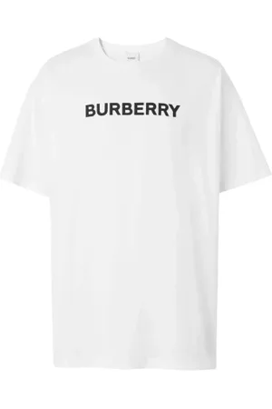 Burberry Homme, Tops, Blanc, Taille: 2XS T-shirt Blanc Iconique avec Logo Imprimé