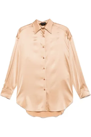 Tom Ford Femme, Blouses et Chemises, , Taille: 36 FR Chemise en Soie Champagne avec Boutons en Nacre