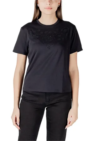 JACQUELINE DE YONG Femme, Tops, Noir, Taille: 38 FR T-shirt en coton noir à col rond