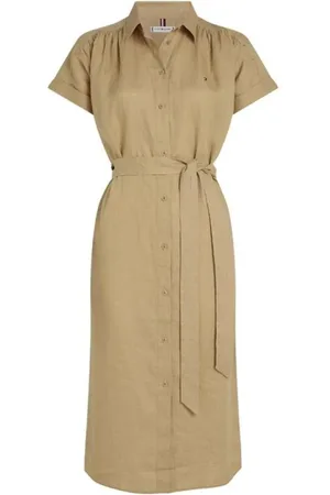 Tommy Hilfiger Femme, Robes, , Taille: 44 FR Robe Chemise Midi en Lin