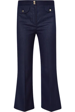 Liu Jo Femme, Pantalons, Bleu, Taille: 42 FR Pantalon Slim Fit en Flanelle à Carreaux