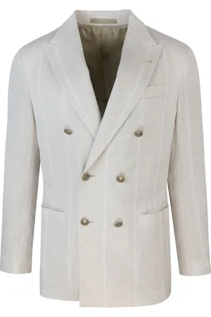 ELEVENTY Homme, Vestes, Gris, Taille: L Blazers en lin et coton à double boutonnage