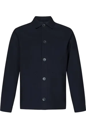 HERNO Homme, Vestes, Bleu, Taille: S Manteau Bleu Col Chemise Bouton Avant