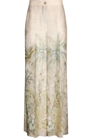 Liu Jo Femme, Pantalons, Multicolore, Taille: 42 FR Pantalon palazzo imprimé en twill