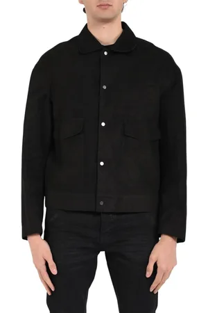 SALVATORE SANTORO Homme, Vestes, Noir, Taille: L Veste en cuir vieilli avec boutons-pression