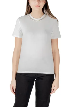 ONLY Femme, Tops, Blanc, Taille: 40 FR T-shirt orné de strass avec manches courtes