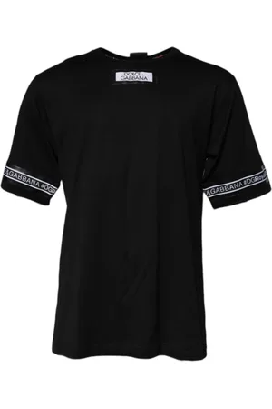 Dolce & Gabbana Homme, Tops, Noir, Taille: XS T-shirt en Coton Noir à Col Rond