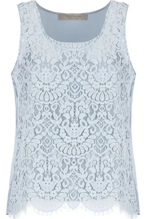 D.EXTERIOR Femme, Tops, Bleu, Taille: 38 FR Haut en Dentelle Bleu Clair Sans Manches