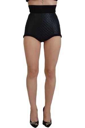 Dolce & Gabbana Femme, Shorts, Noir, Taille: 36 FR Shorts en Coton Noir Taille Haute