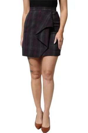 Bencivenga Femme, Jupes, Multicolore, Taille: 44 FR Jupe Mini à Carreaux à Volants