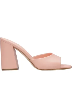 3Juin Femme, Chaussures, Rose, Taille: 38 EU Sandales Roses en Cuir avec Talon Large