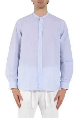 Aspesi Homme, Chemises, Bleu, Taille: 3XL Chemise à rayures en coton avec col coréen