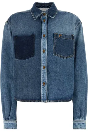 Serafini Femme, Blouses et Chemises, Bleu, Taille: 38 FR Chemise en denim pour hommes et femmes