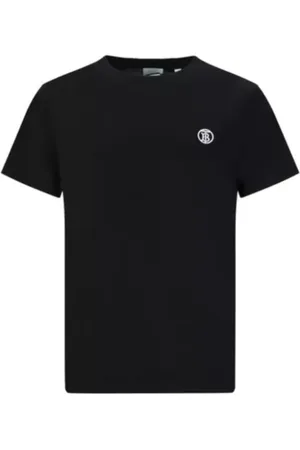 Burberry Homme, Tops, Noir, Taille: L T-shirt noir en coton avec logo brodé