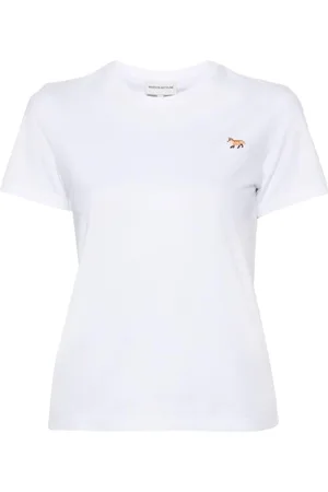 Maison Kitsuné Femme, Tops, Blanc, Taille: 42 FR T-shirt Blanc avec Logo