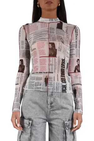 Patrizia Pepe Femme, Tops, Multicolore, Taille: 40 FR Haut slim fit en tulle imprimé