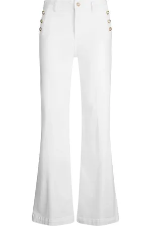 Liu Jo Femme, Pantalons, Blanc, Taille: W32 Pantalon évasé avec boutons
