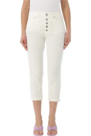Dondup Femme, Jeans, Blanc, Taille: W27 Pantalon avec bouton bijou Koons