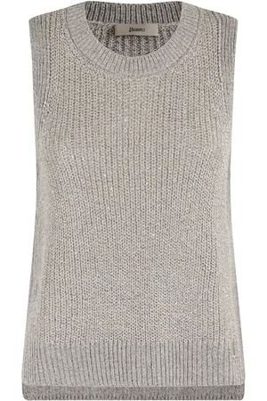 HERNO Femme, Tops, Gris, Taille: 36 FR Gilet Brillant Tricot
