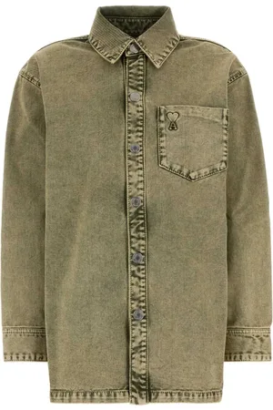 Ami Femme, Blouses et Chemises, Vert, Taille: 40 FR Chemise oversize en denim vert armée