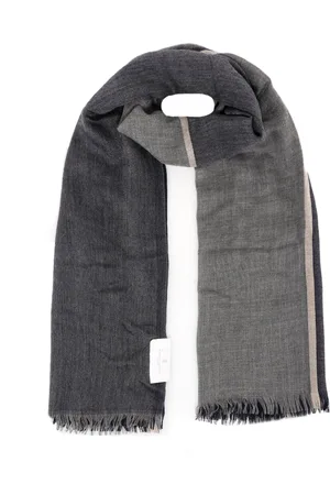 Brunello Cucinelli Homme, Accessoires, Gris, Taille: ONE Size Écharpe à Carreaux à Franges Gris