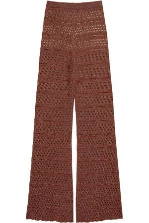 Twin-Set Femme, Pantalons, Brun, Taille: 40 FR Pantalon Évasé Marron Taille Élastique