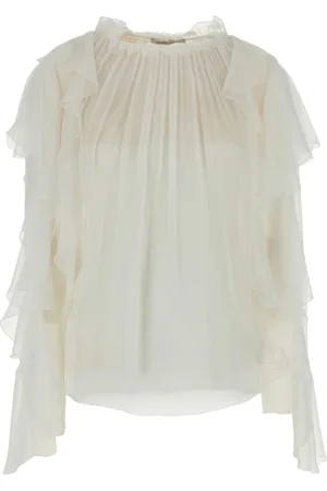 Alberta Ferretti Femme, Blouses et Chemises, , Taille: 38 FR Chemisier en Soie Blanc Hauts